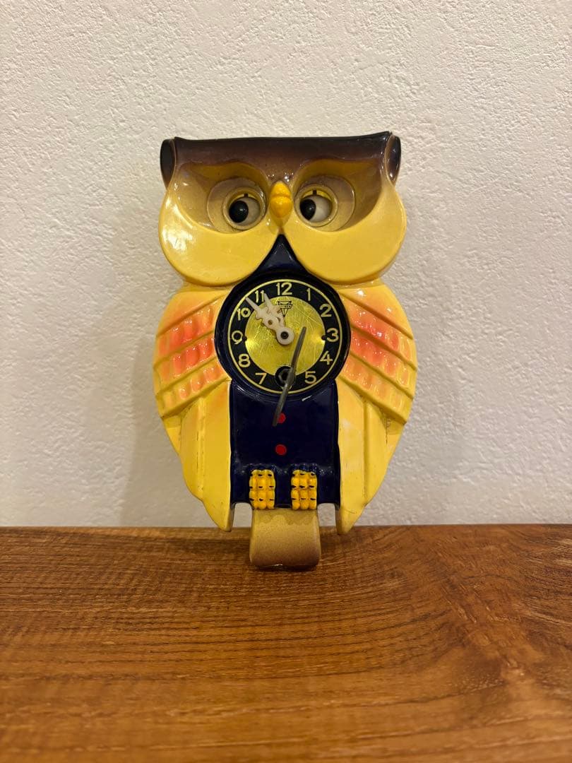 ミケンフクロウ時計 日本製 巻き鍵付き 昭和レトロ ヴィンテージ