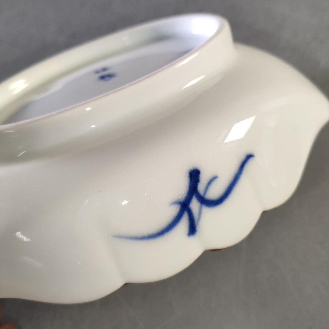 A1246-6/宮内庁御用達 十四代辻常陸製/染付白鷺文向付 大5客・小5客/