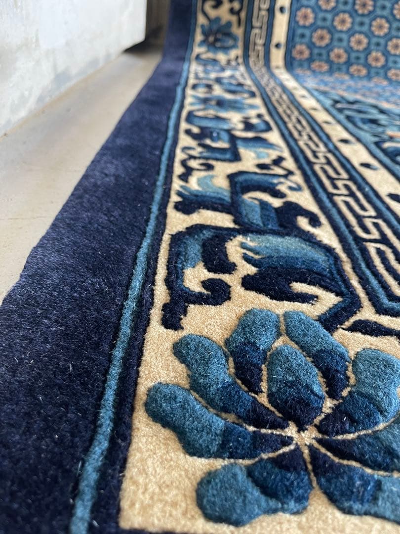 中国段通 4畳半 245×245 正方形 絨毯 カーペット 毛100% 手織り - メルカリ