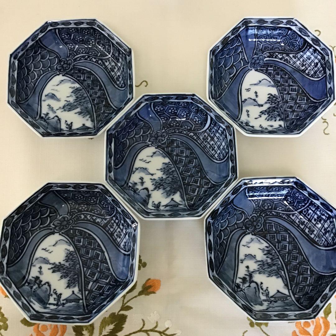 食器　三河内焼　平戸松山　八角皿　大1枚小5枚　小鉢　小皿　大鉢