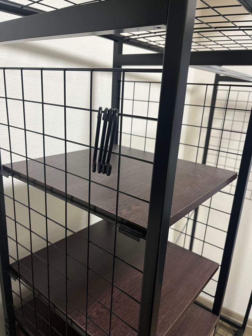 スチールラック ブラック 3段棚 引き出し付き　120幅×42奥行×158高さ