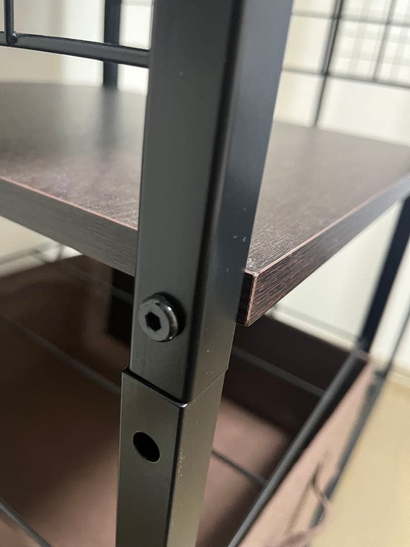 スチールラック ブラック 3段棚 引き出し付き　120幅×42奥行×158高さ