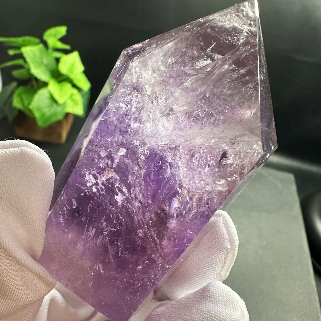 高品質❗️レインボー☆アメジスト 六角柱 パワーストーン天然石 原石A1061