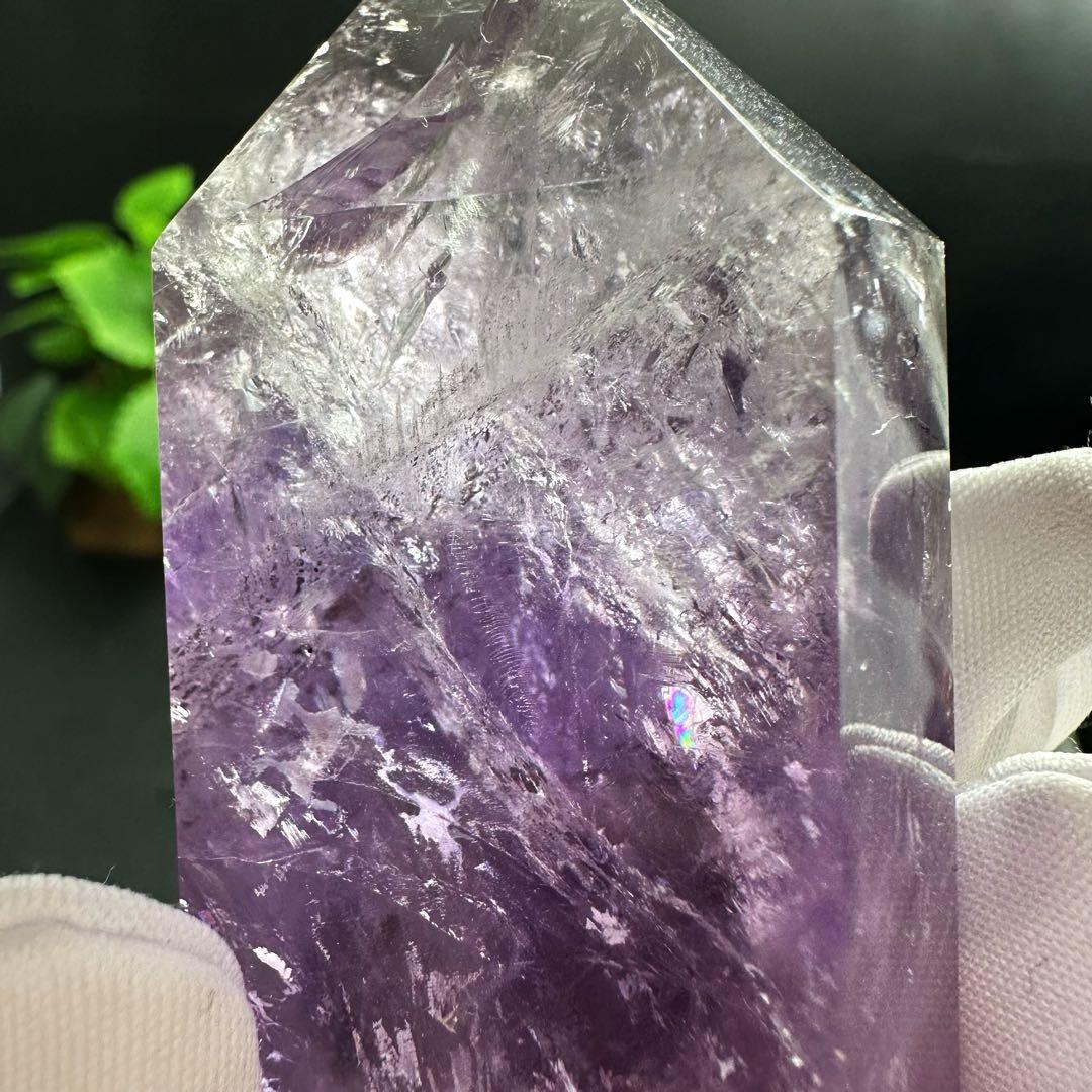 高品質❗️レインボー☆アメジスト 六角柱 パワーストーン天然石 原石A1061