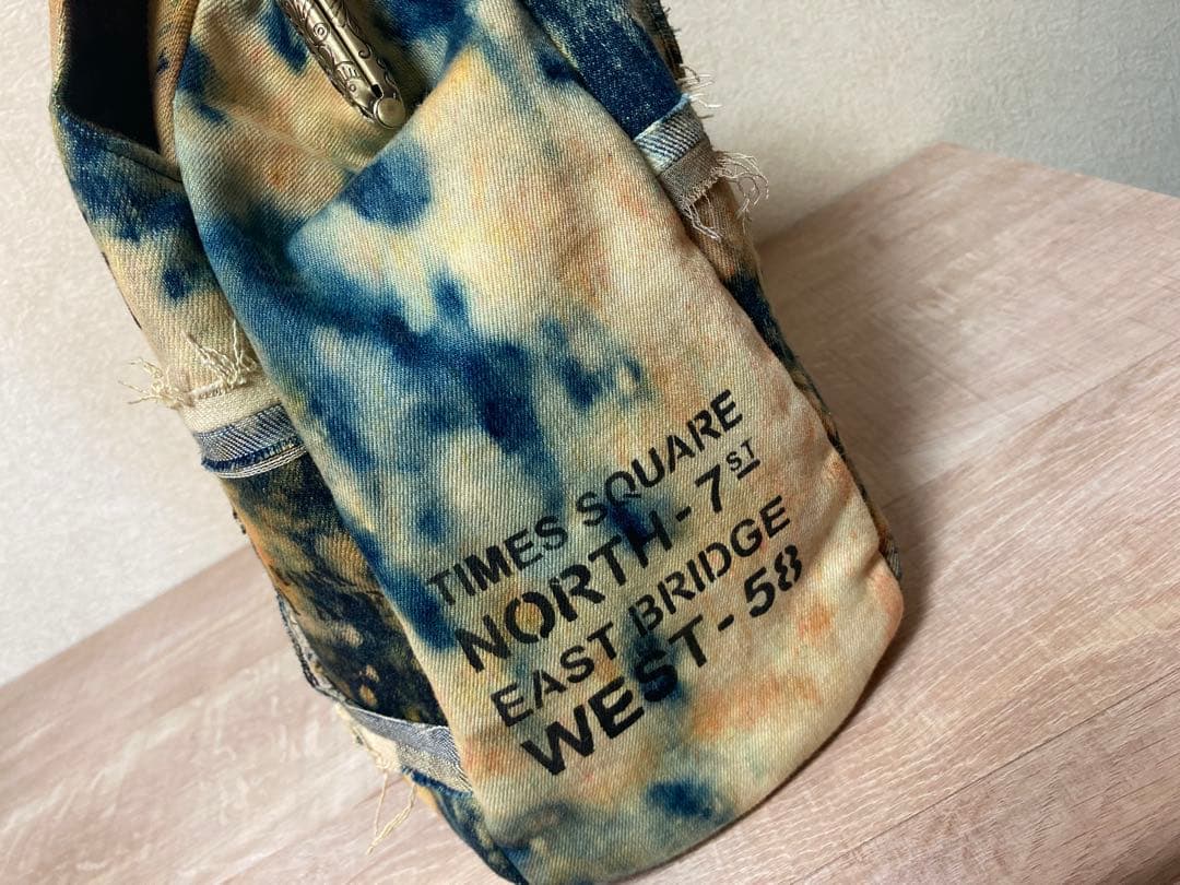 手染めパッチモシャモシャあおりがま口バック