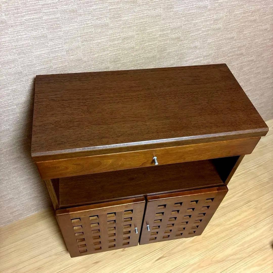 ASKA 格子扉 木製キャビネット 電話台