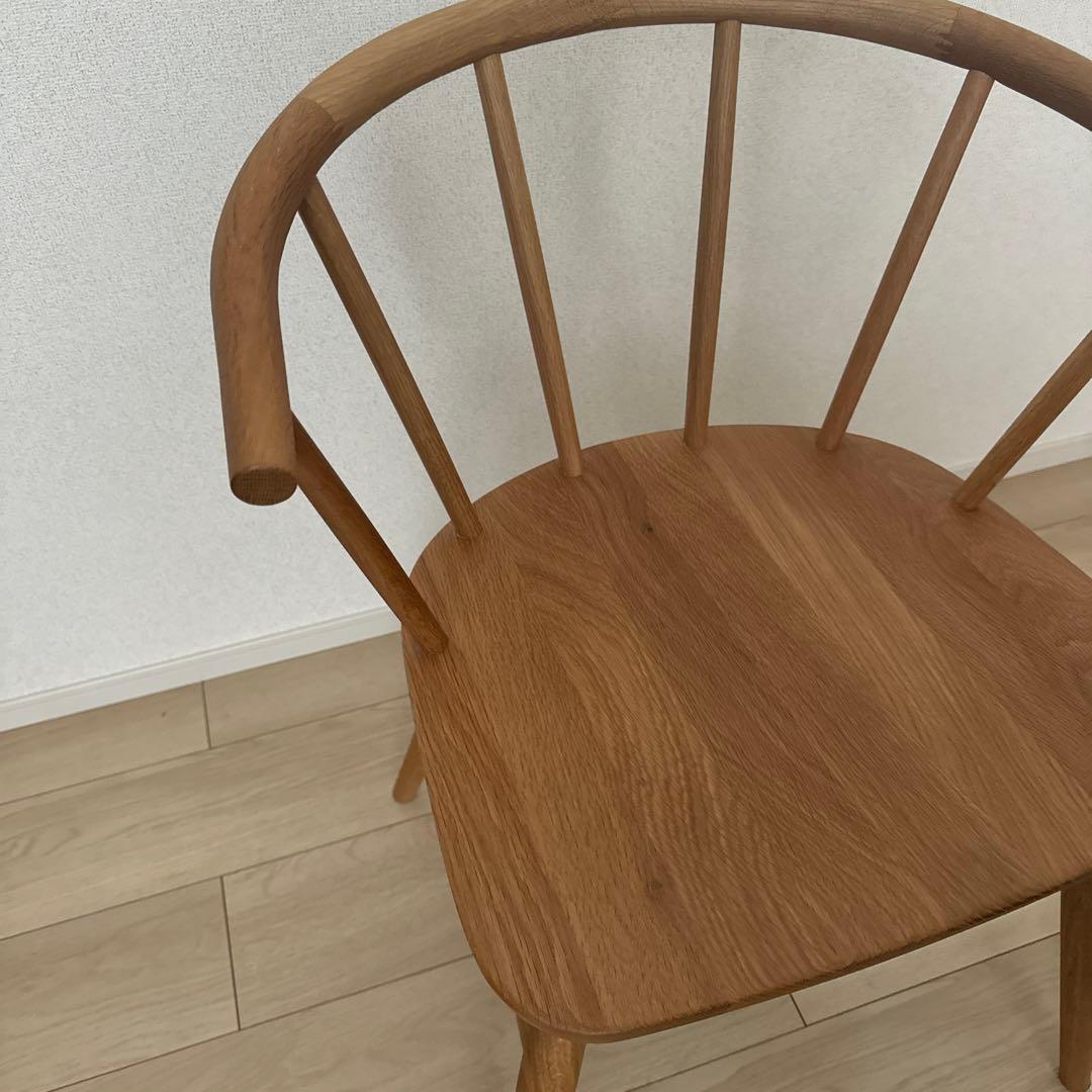 【直接引取】【廃盤】無印良品　オーク材 アームチェア 丸脚 2脚