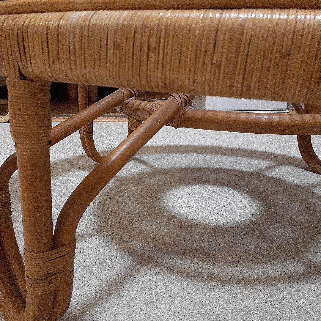 レトロ＊ラタンガラス テーブル