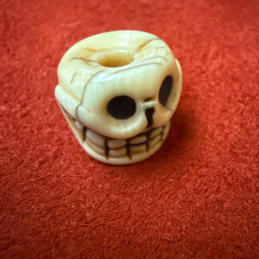 チベタンスカル　チティ・パティ　マンモス牙　ボーンビーズ　チベット　根付