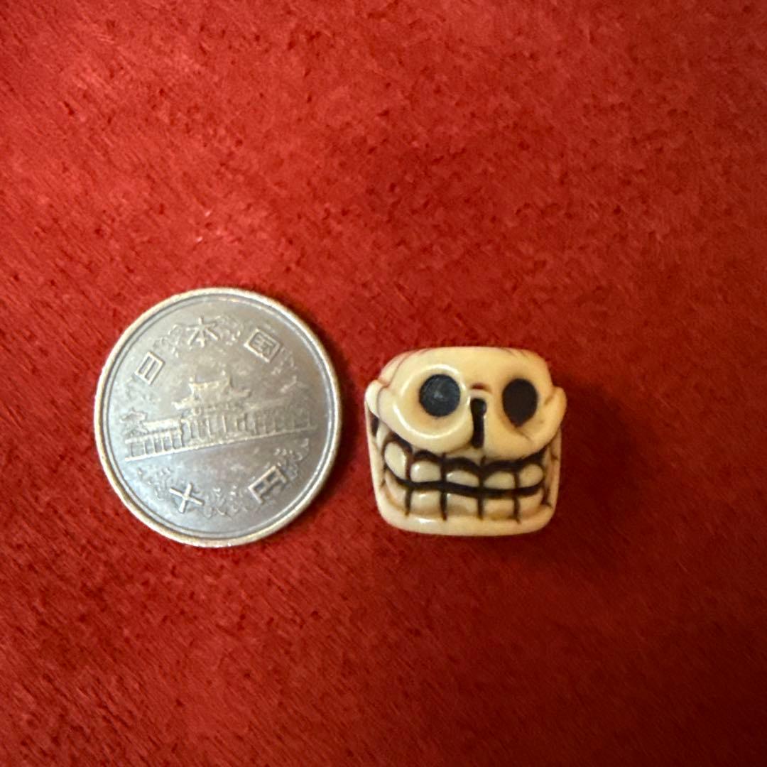 チベタンスカル　チティ・パティ　マンモス牙　ボーンビーズ　チベット　根付