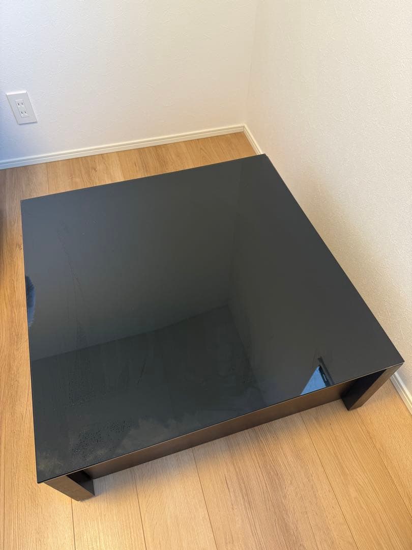 LOWYA リビングテーブル 天然木 ガラス製