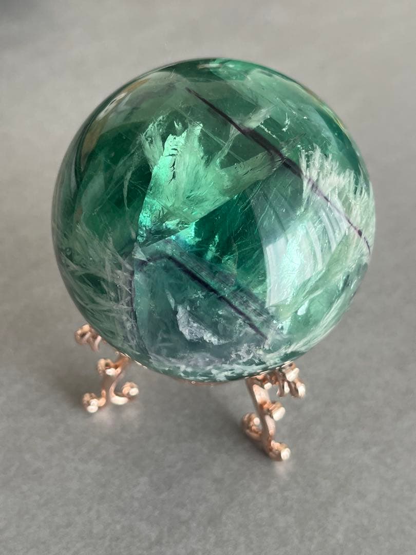 【高品質】フェザーフローライト　スフィア 6.4cm