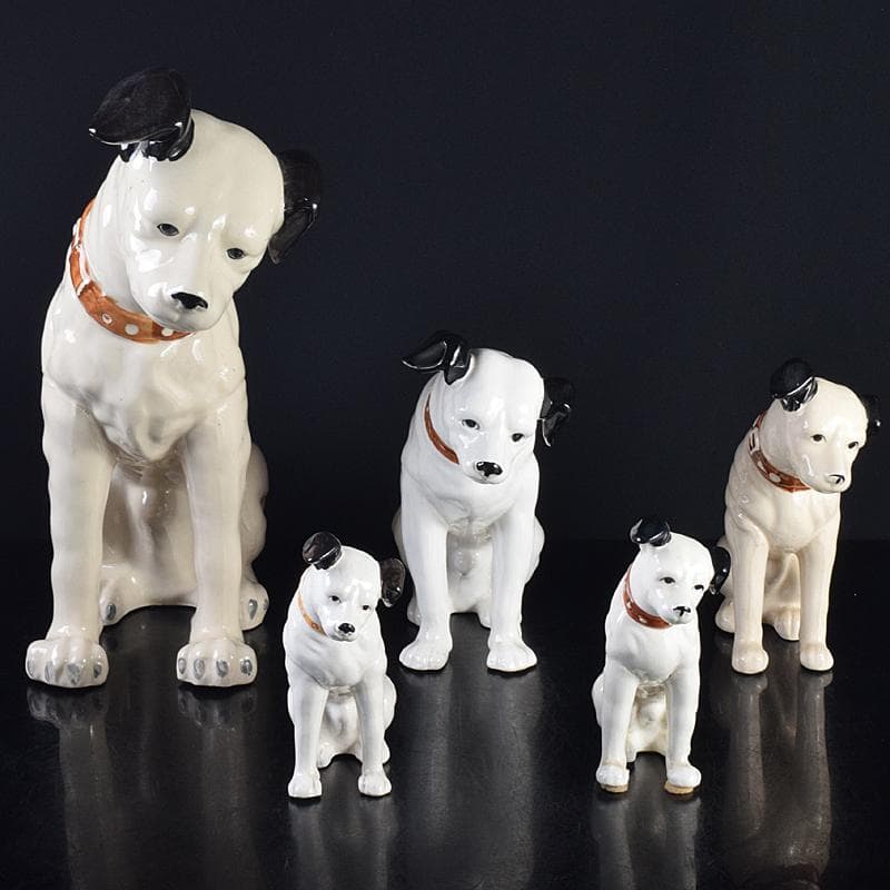アンティーク 陶器製 ビクター犬 ニッパー君 大中小11点 M R7698B