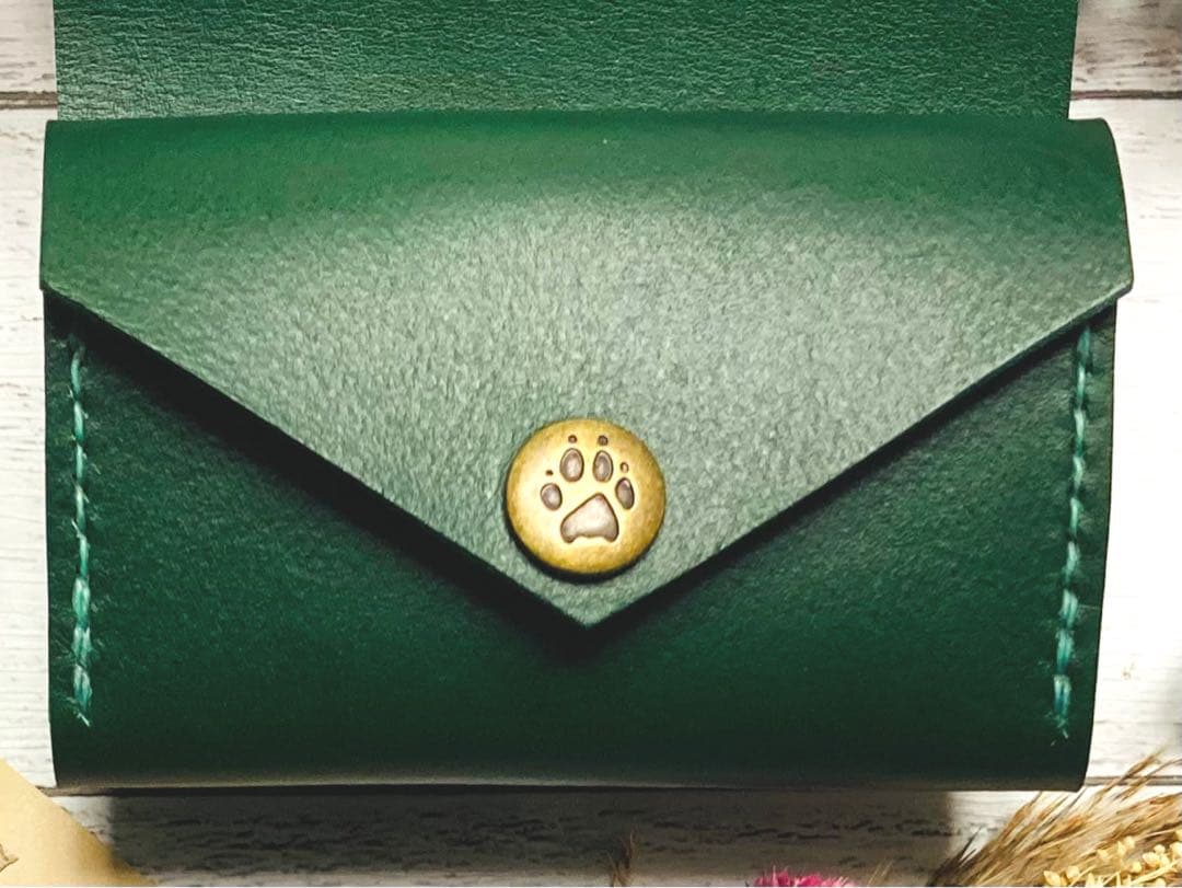 ❤【新色♪】【可愛さ×高級感♪】お洒落可愛い猫のコンパクトミニ財布♪深緑グリーン