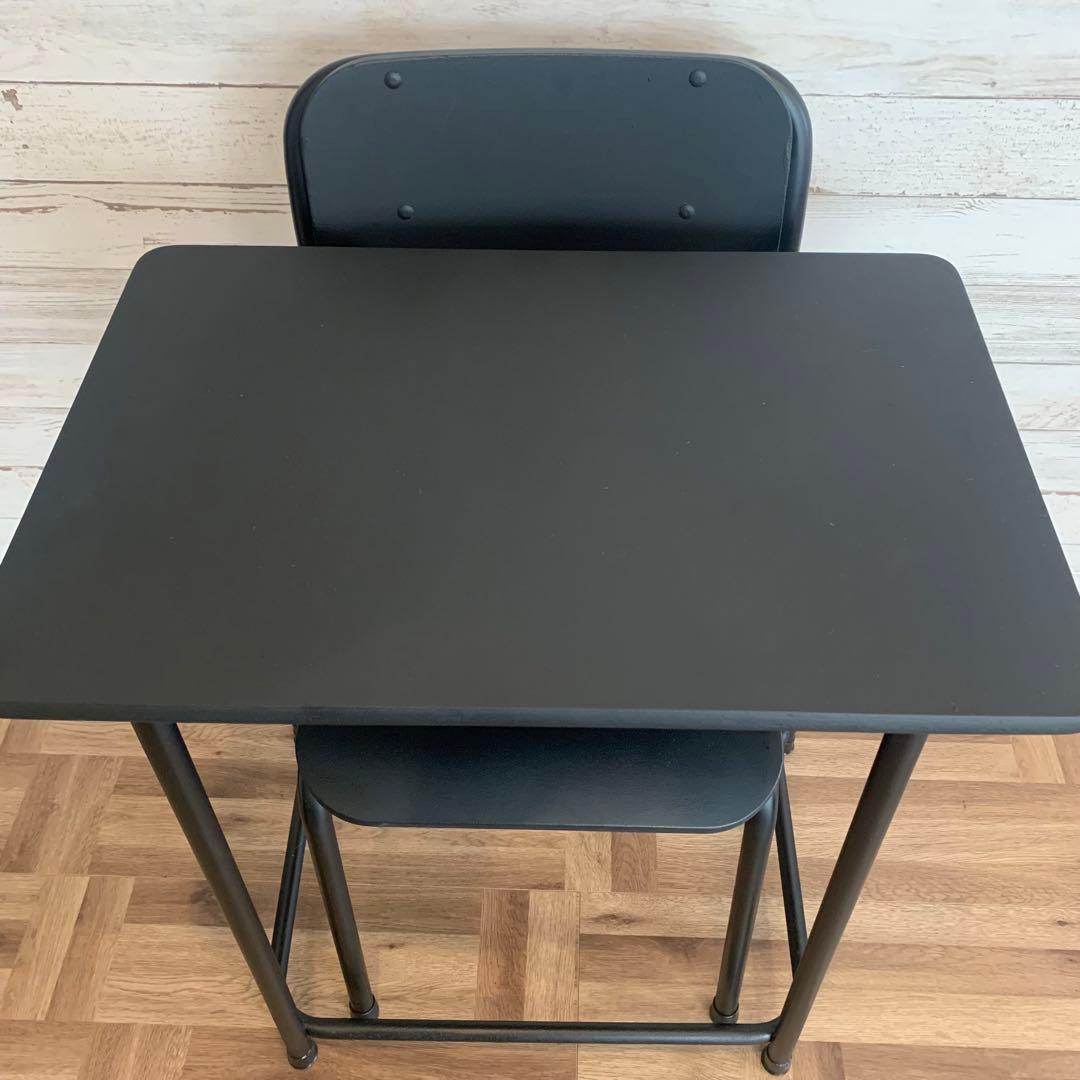 値下げ期間‼️カフェスタイル　リメイク　オシャレ　学校　机　ブラック　学習机
