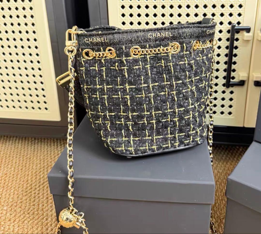 希少　レア　非売品 CHANEL ノベルティ ブラック ツイード バケットバッグ
