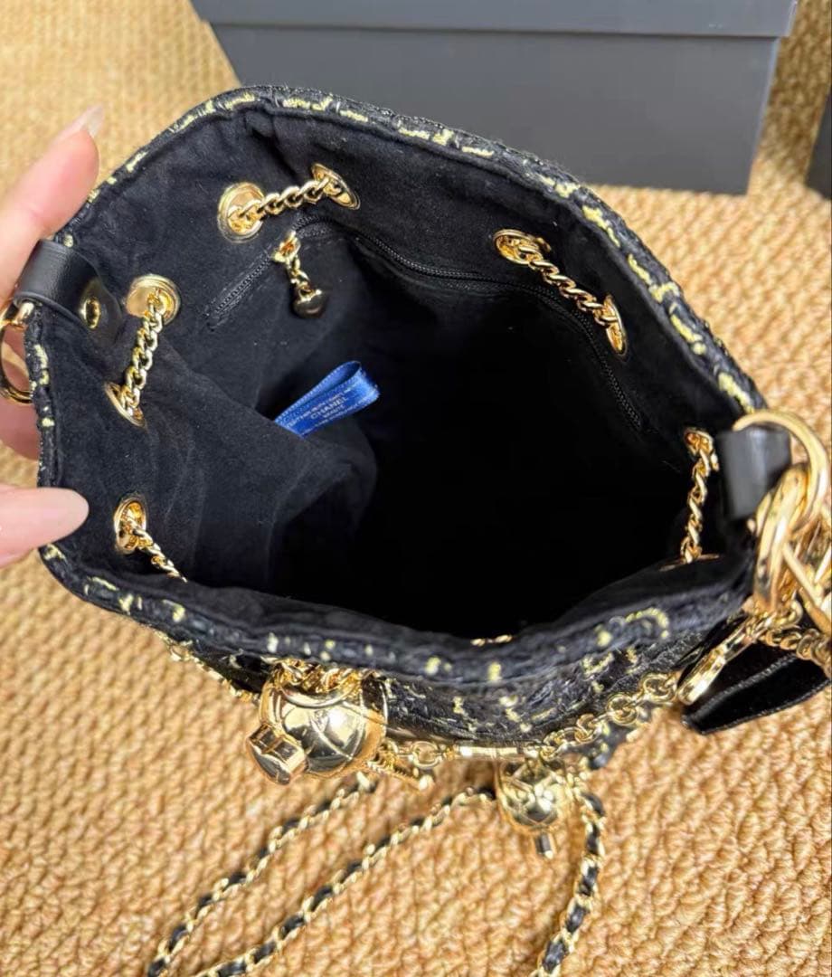 希少　レア　非売品 CHANEL ノベルティ ブラック ツイード バケットバッグ