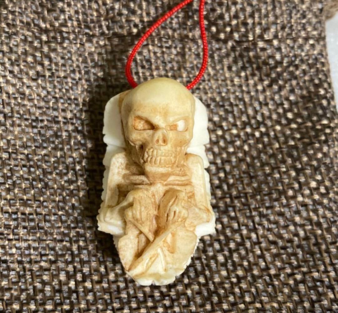 天然素材　天使&悪魔　彫刻　根付　提げ物