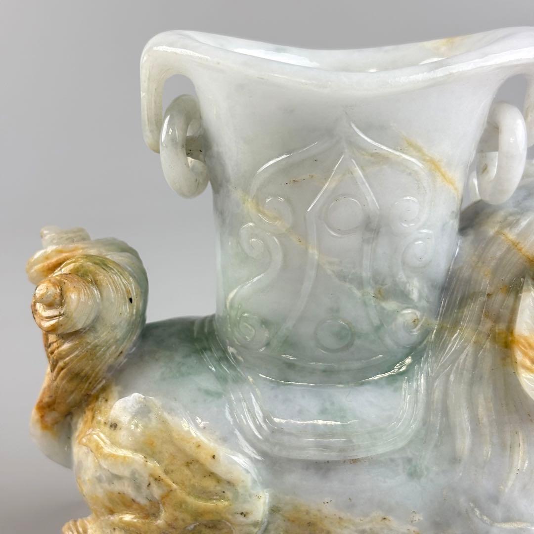 中国美術 翡翠 玉石 彫刻 獅子
