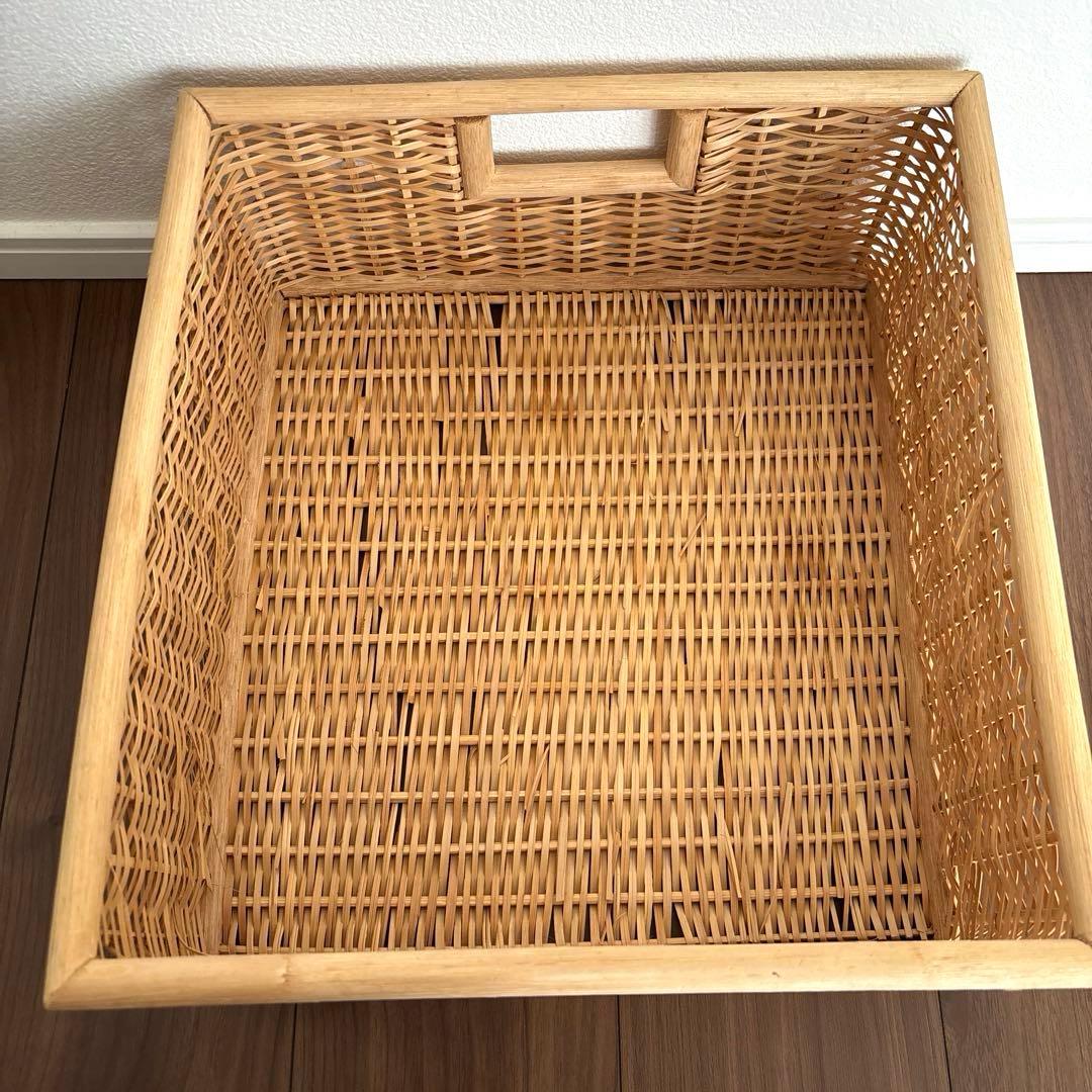 無印良品 重なるブリ材長方形バスケット 角形バスケット 2個セット