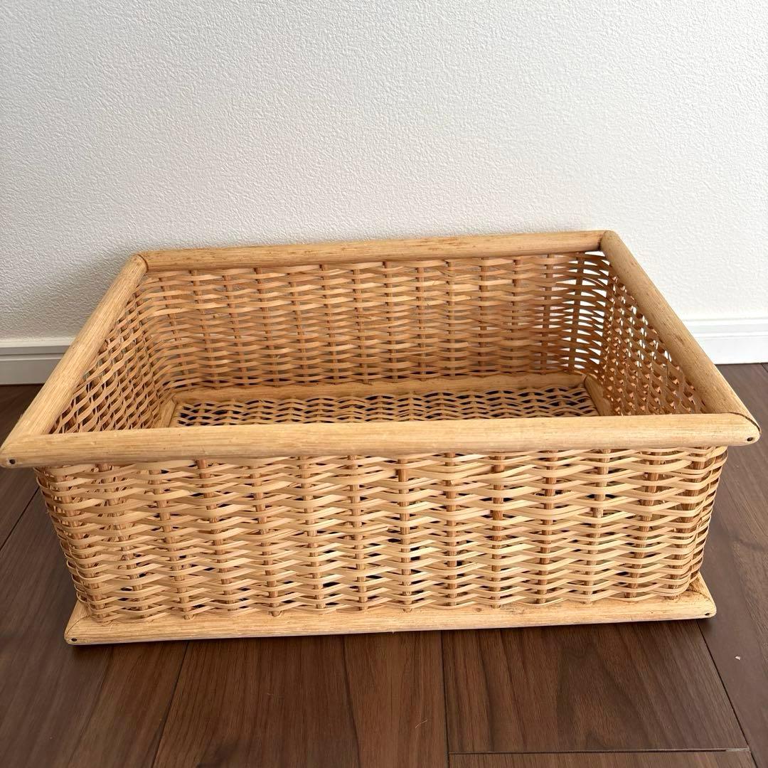 無印良品 重なるブリ材長方形バスケット 角形バスケット 2個セット