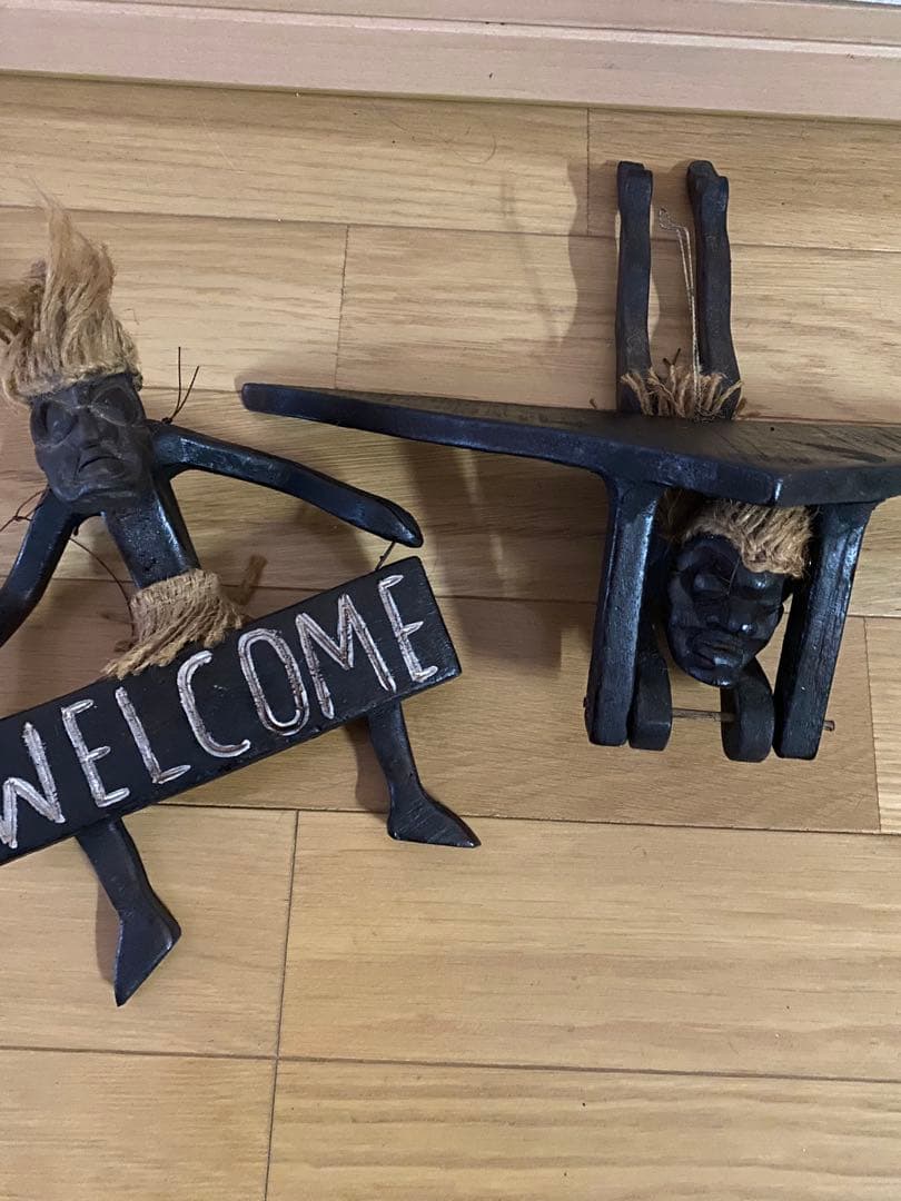 アフリカンスタイル 木製置物セット ウエルカムサイン付き
