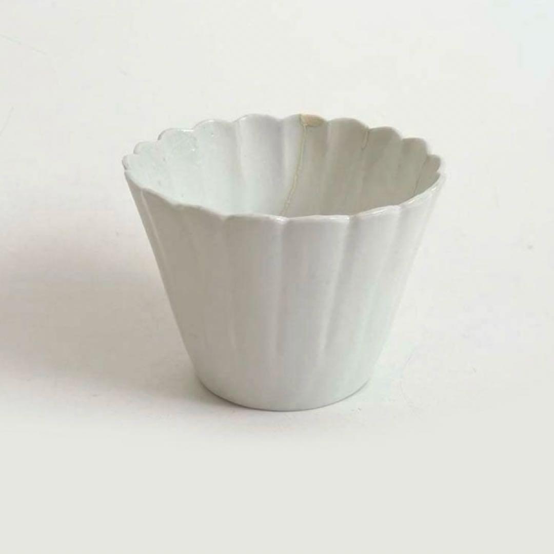 骨董　アンティーク　古伊万里　白磁陽刻向付　5客　直しあり