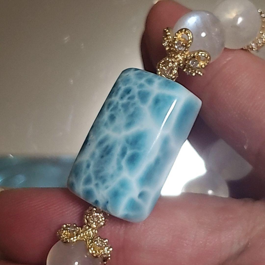 ラリマー ロイヤル ブルームーンストーン ペリステライト デザイン ブレスレット