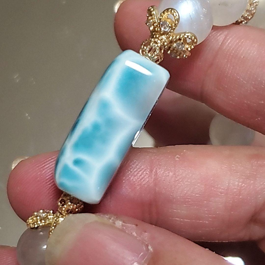 ラリマー ロイヤル ブルームーンストーン ペリステライト デザイン ブレスレット