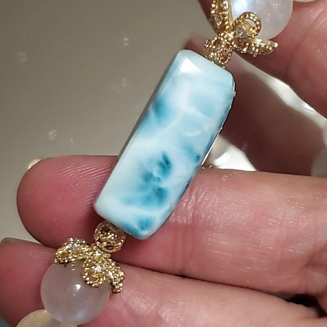 ラリマー ロイヤル ブルームーンストーン ペリステライト デザイン ブレスレット