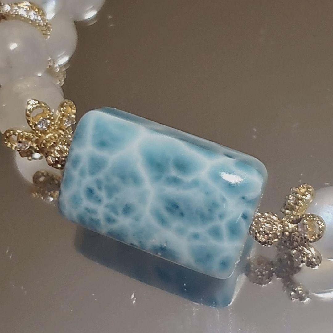 ラリマー ロイヤル ブルームーンストーン ペリステライト デザイン ブレスレット