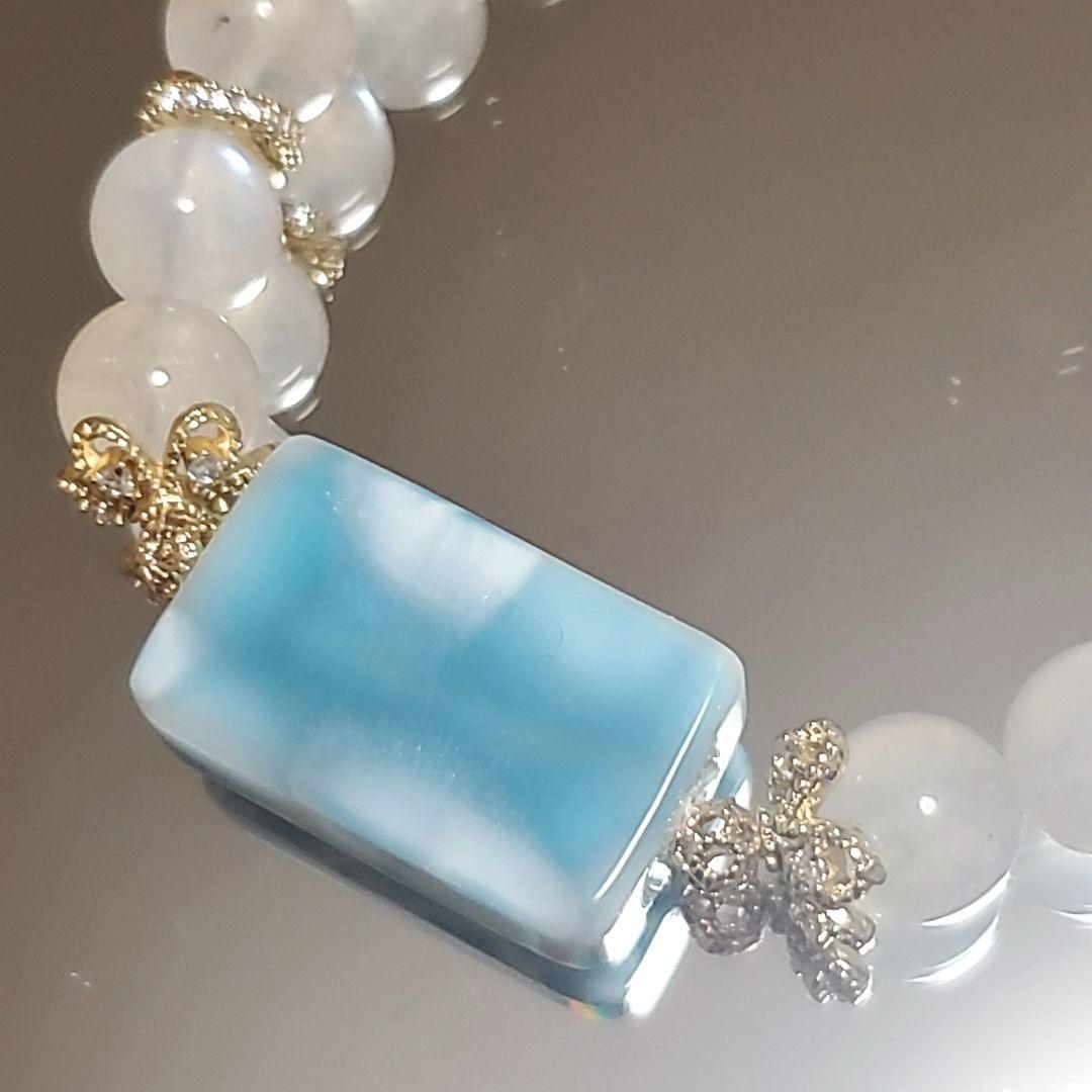 ラリマー ロイヤル ブルームーンストーン ペリステライト デザイン ブレスレット