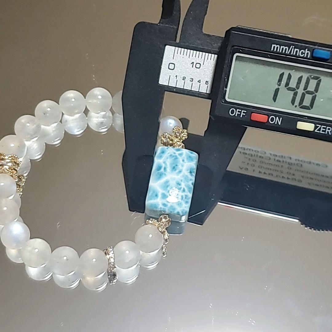 ラリマー ロイヤル ブルームーンストーン ペリステライト デザイン ブレスレット