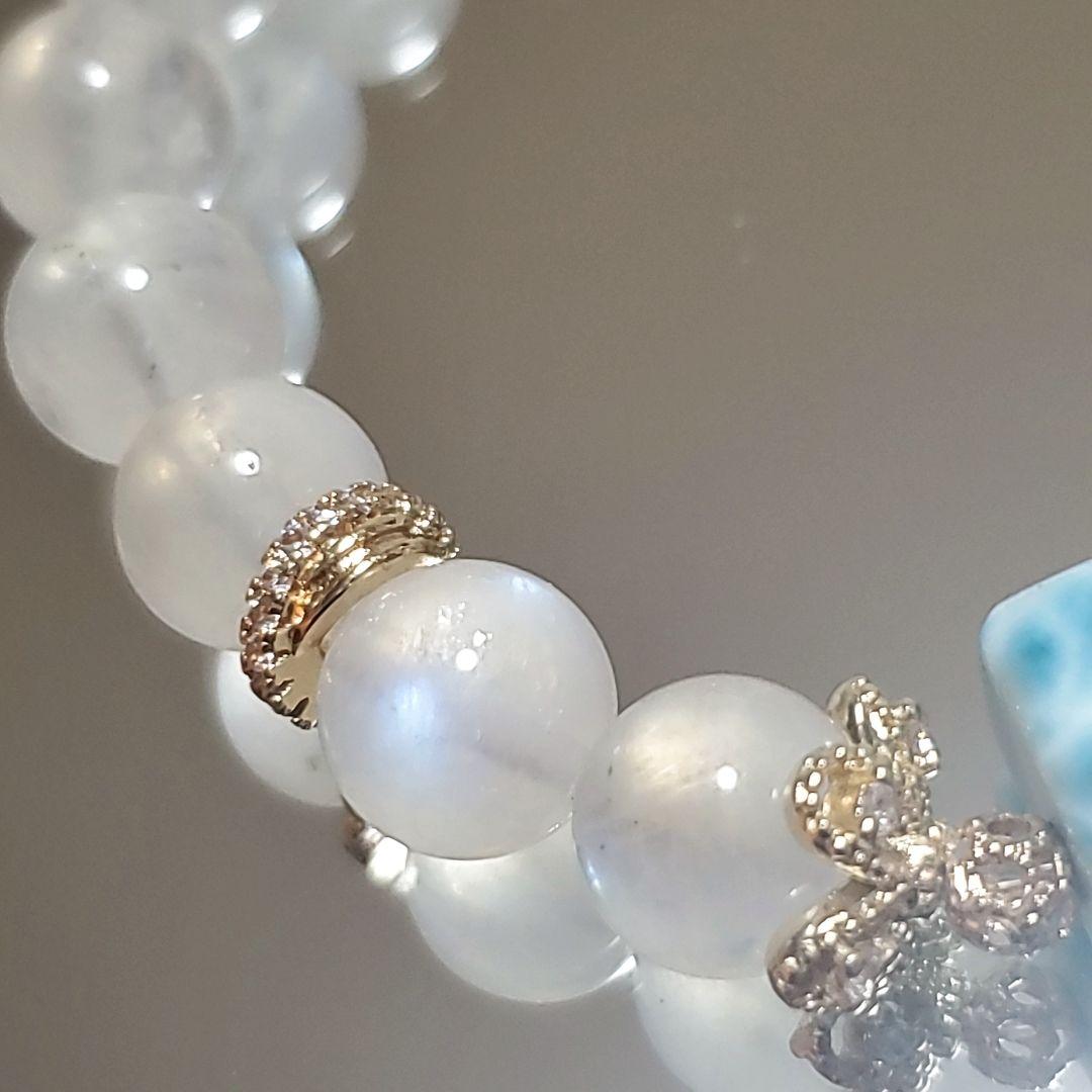 ラリマー ロイヤル ブルームーンストーン ペリステライト デザイン ブレスレット