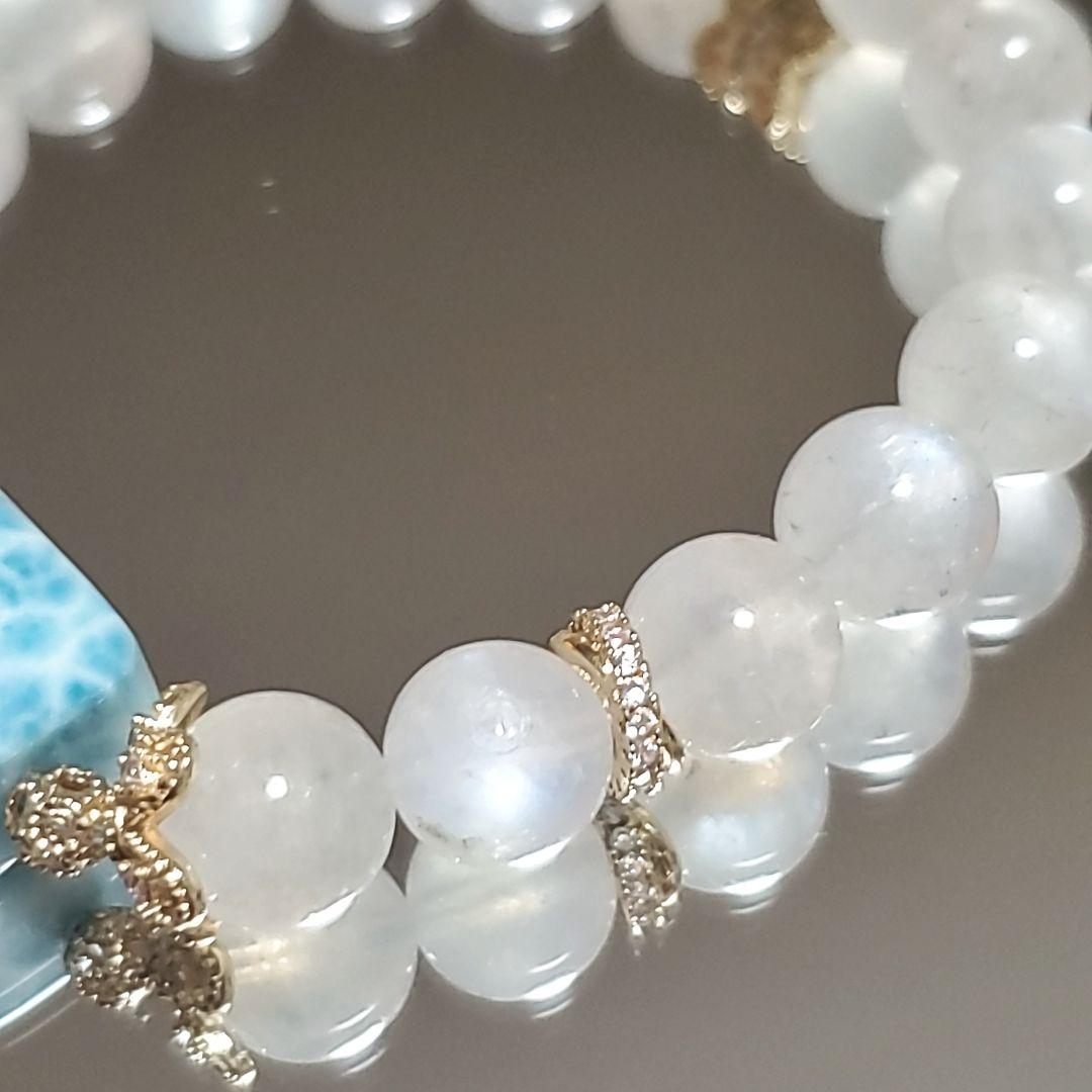 ラリマー ロイヤル ブルームーンストーン ペリステライト デザイン ブレスレット