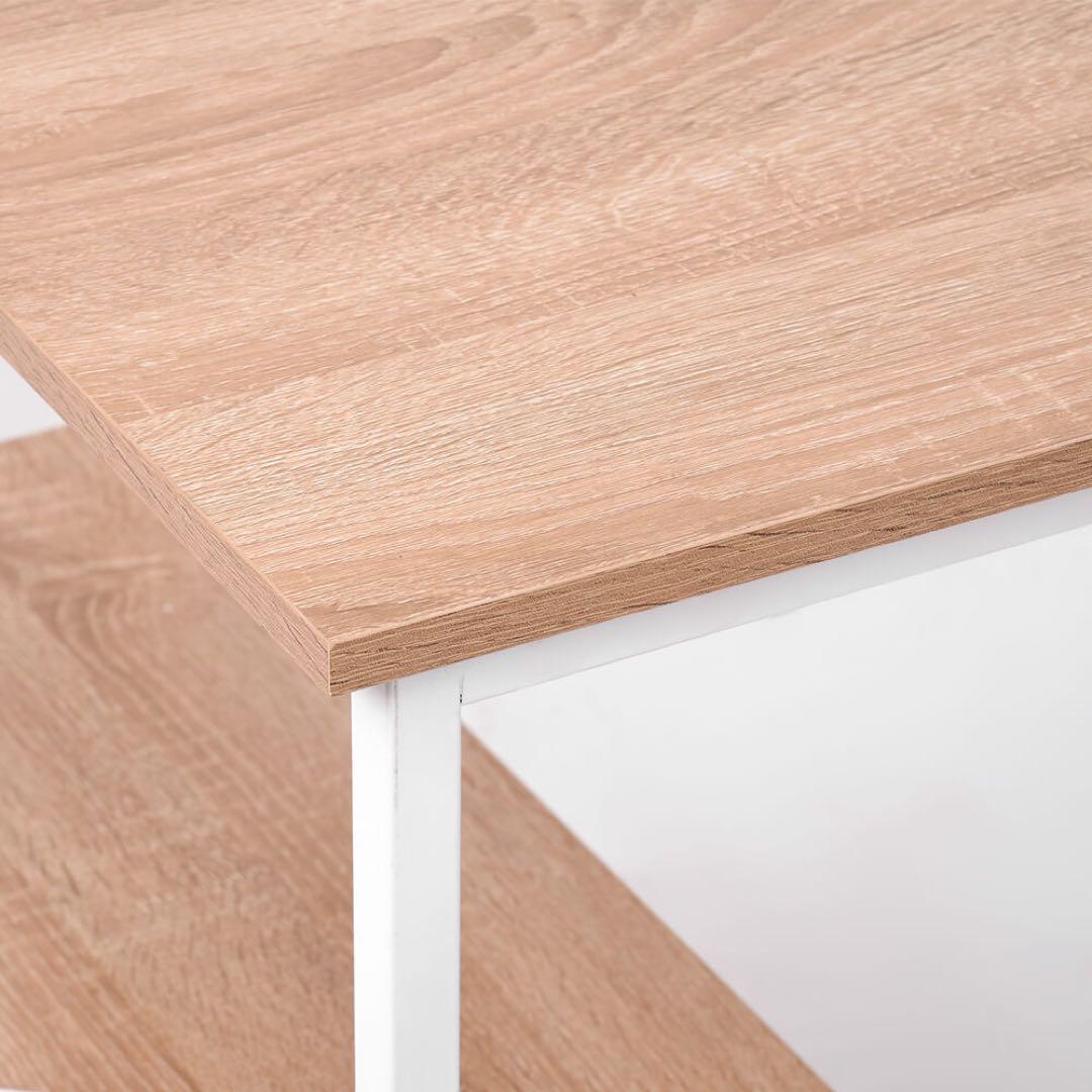 パソコンデスク  勉強机 L字 2段ラック付 デスク木製  ナチュラル