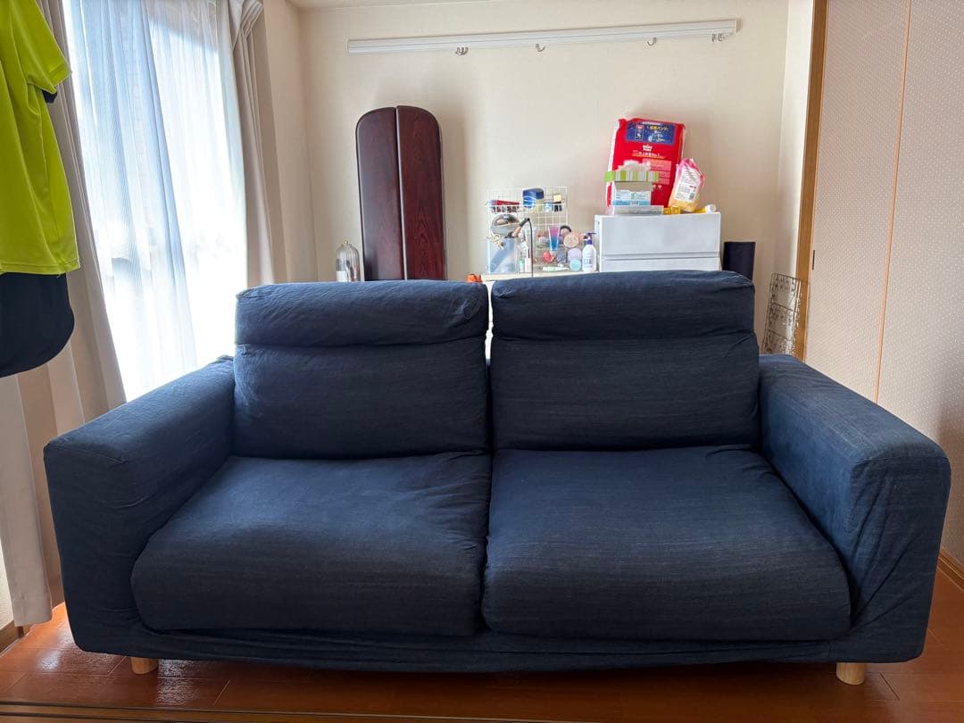【無印良品】引取り希望 ダークブルー 2人掛けソファ ファブリック