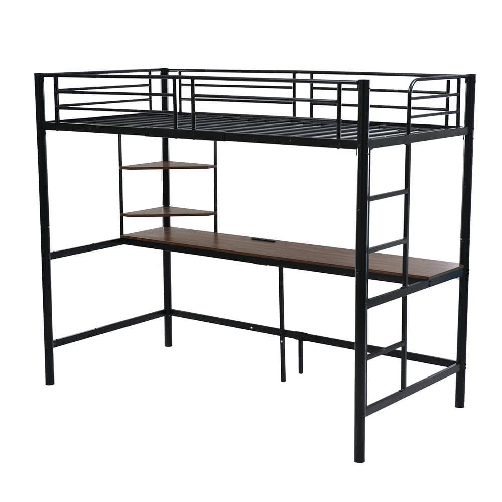 システムベット ロフトベッド シングル コンセント付き デスク付き 収納付き