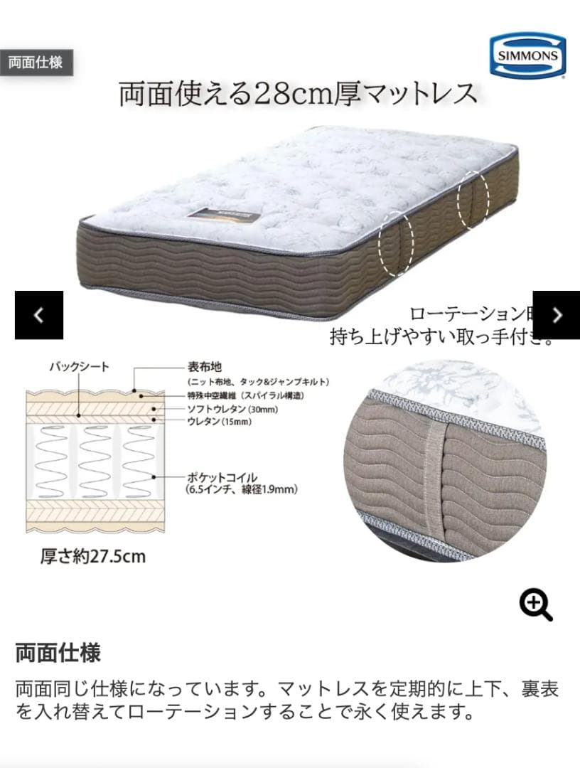 シモンズ　ビューティーレスト　ゴールデンバリュー シングルマットレス