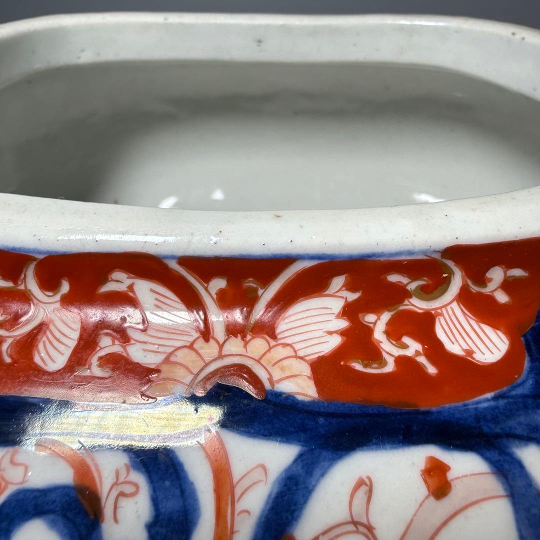 明治時代　染錦鳳凰図変形鉢　珍品　金魚鉢　メダカ　骨董　古美術　オブジェ