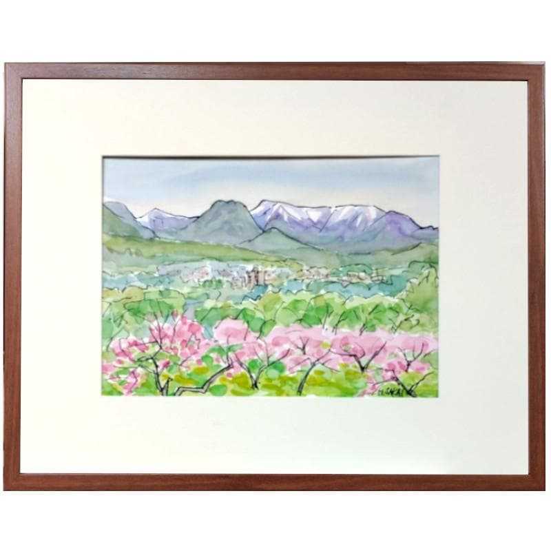 ☆ 境　肇 ☆「白川桃園より札幌岳を望む」水彩画　大衣　新品額！ 北海道札幌 絵画 販売 蒼い画廊(あおいがろう） 水彩・水墨・パステル