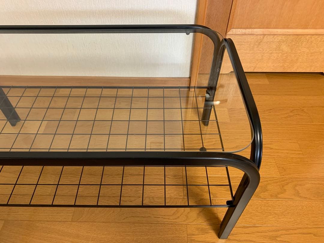 【送料無料】ガラステーブル　昭和レトロ　ビンテージ　家具　メタルフレーム　美品