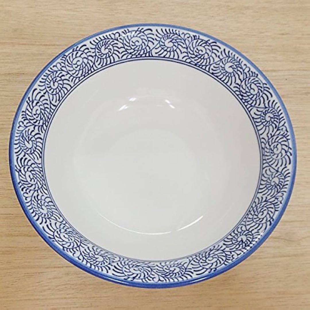 ラーメン丼タコ唐草青6.5寸反高台丼　11点