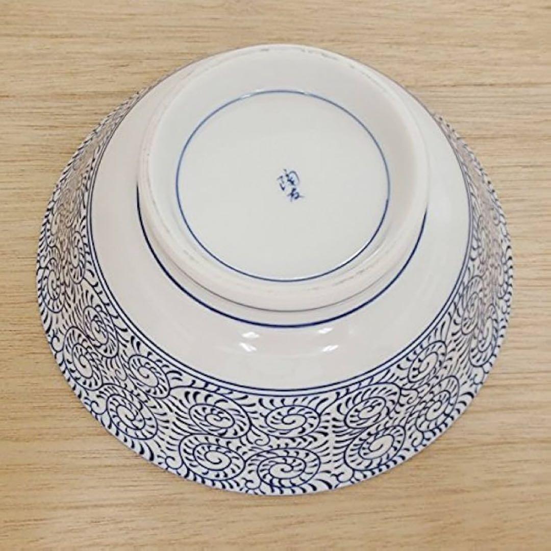 ラーメン丼タコ唐草青6.5寸反高台丼　11点