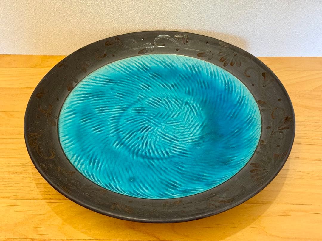 陶房火風水 やちむん 大皿 月影の海 30cm