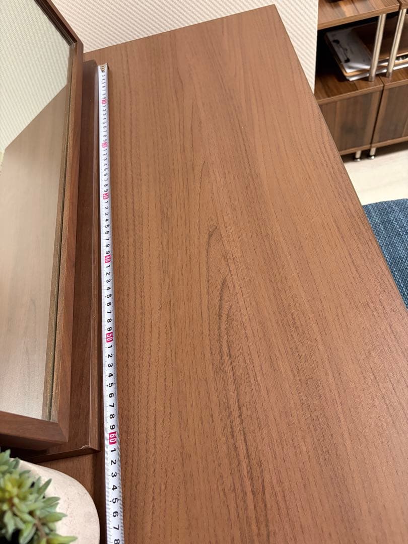 【引き取り限定】木製ドレッサーと青い椅子のセット