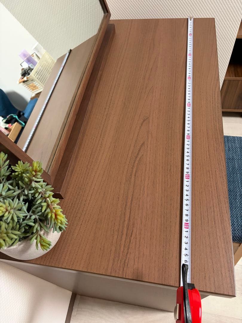 【引き取り限定】木製ドレッサーと青い椅子のセット