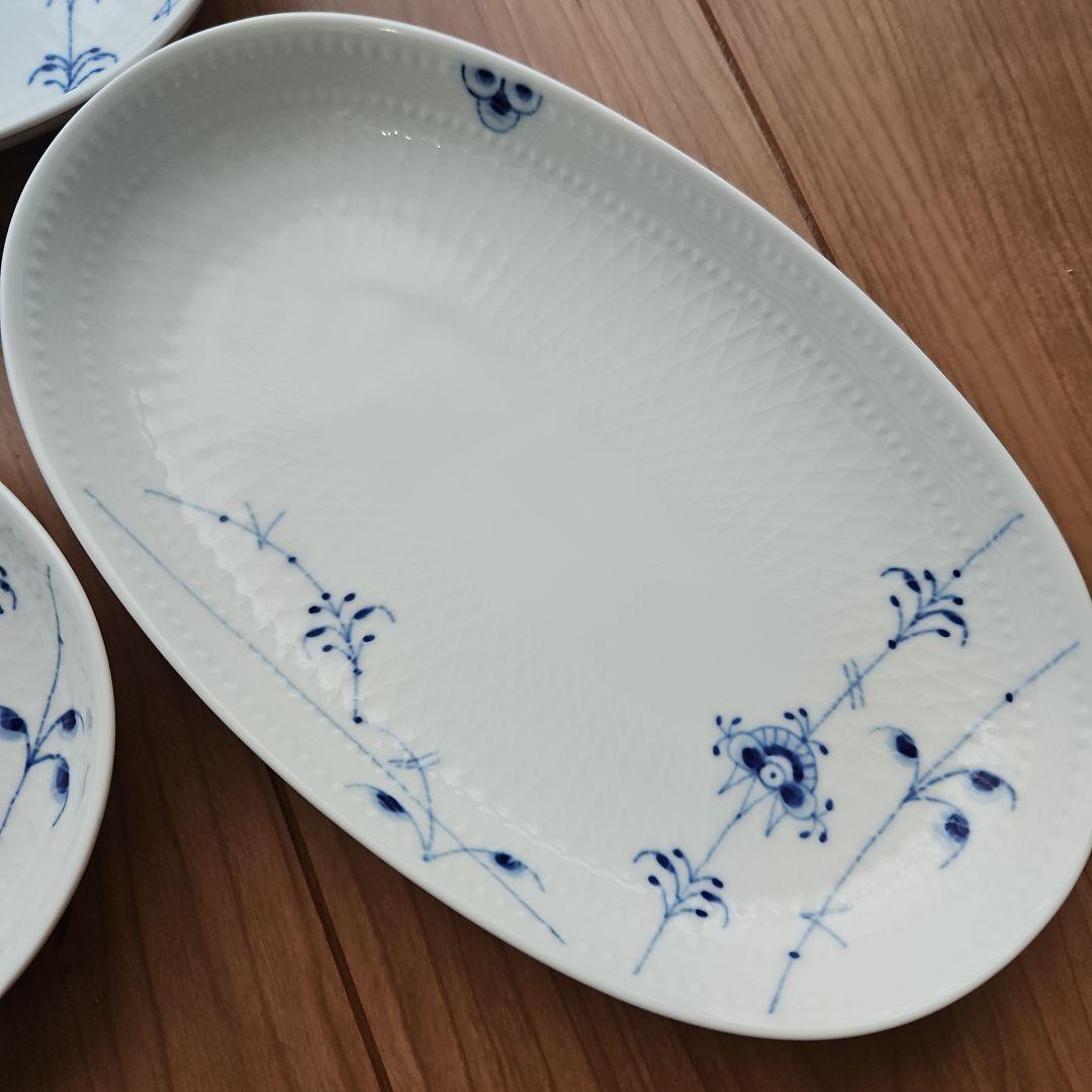 ロイヤルコペンハーゲン　ブルーパルメッテ　オーバルディッシュ 3枚Set