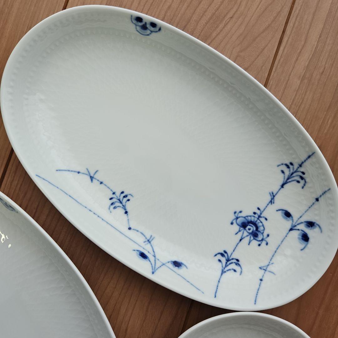 ロイヤルコペンハーゲン　ブルーパルメッテ　オーバルディッシュ 3枚Set