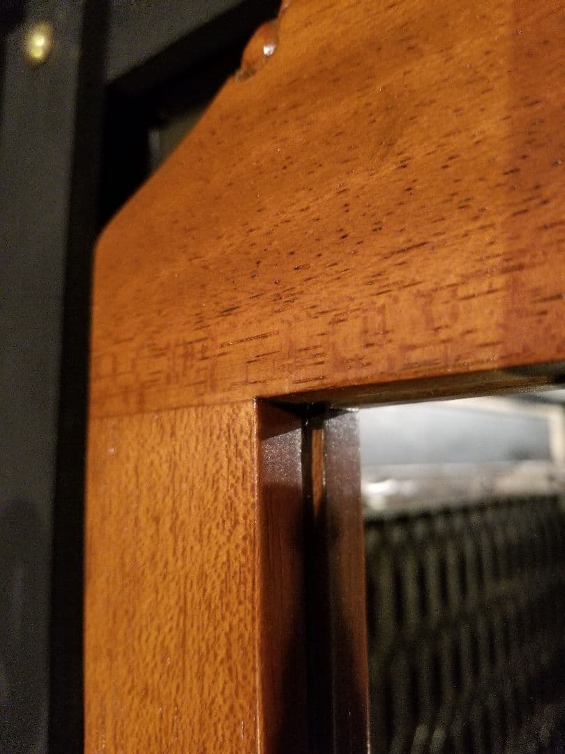 1970's　透かし彫り　細工　葡萄　蔦柄　ブナ桜　無垢　ロング　ウォールミラー